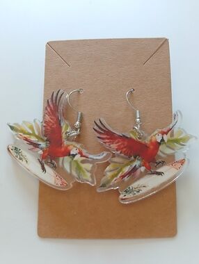 Fashion Jewelry Red Parrot Acrylic Dangle Earrings